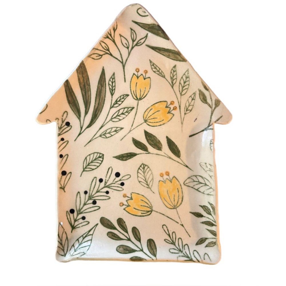 Ceramic Floral House-Shaped Dish